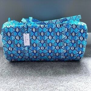 NWT Vera Bradley blue fish large quilted duffle bag